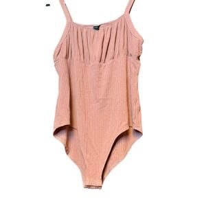 Wild Fable Womens Ribbed Sleeveless Bodysuit Mauve Pink XL Scoop Neck Camisole